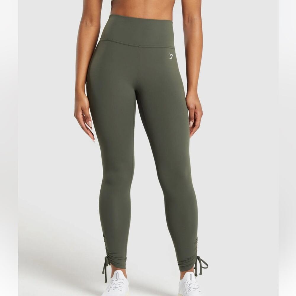 Gymshark Olive Green Ribbon Ankle Leggings